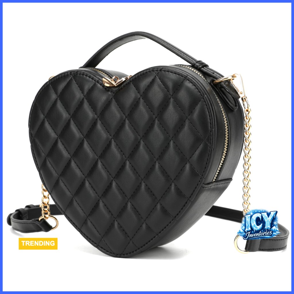 Heart Shaped Crossbody Purse, Pu Leather, Zip-Around Shoulder Bag